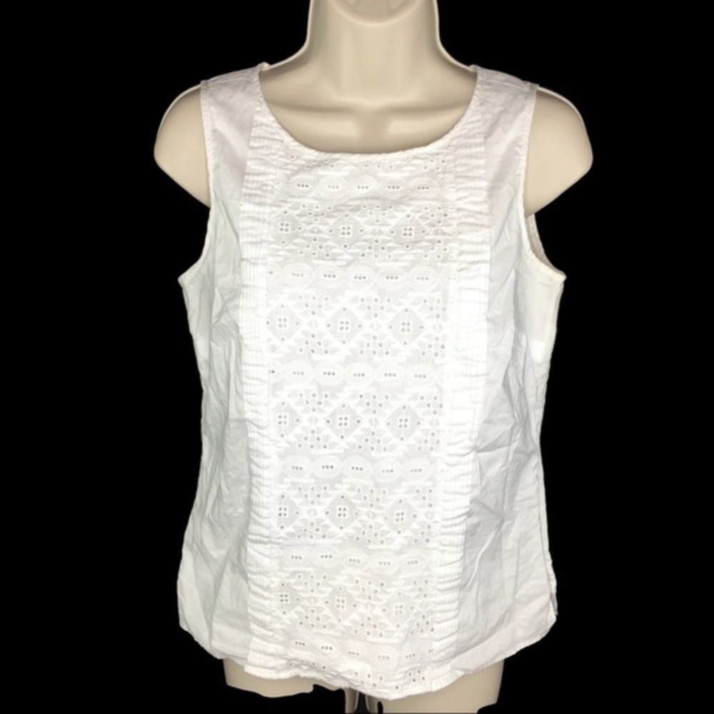Talbots White Cotton Lace Tank Petite size 2 lined
